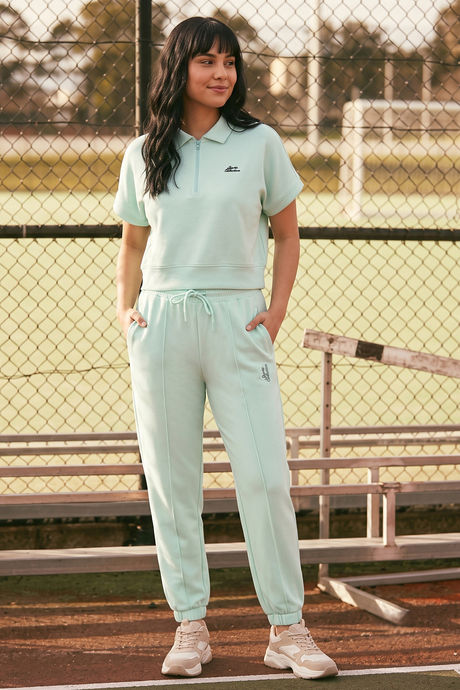 Buy Zivame Knit Poly Athleisure Joggers - Opal Blue